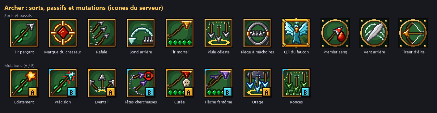 Icônes des sorts de l’Archer