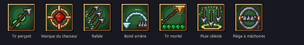 Icônes des sorts actifs de l’Archer