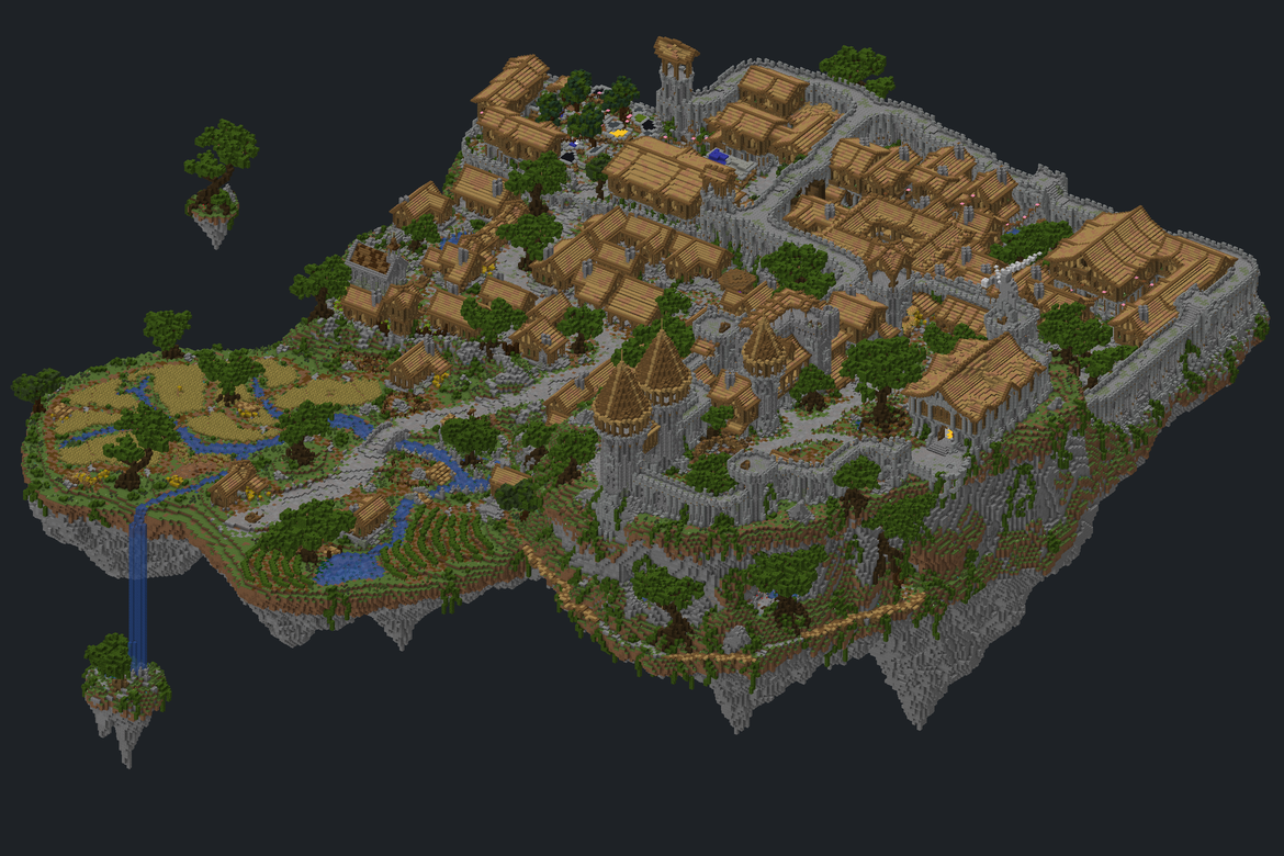 Vue d’ensemble du spawn du Skyblock