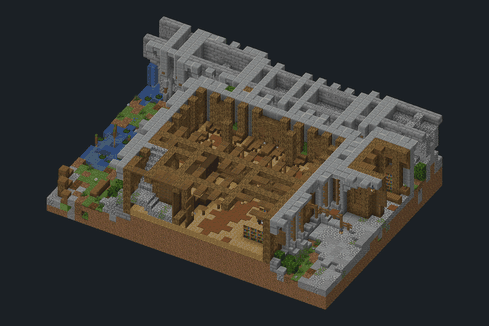 Zone AFK du spawn (vue en coupe du rez-de-chaussée)